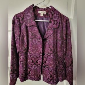 Beautiful Coldwater Creek Purple Paisley LS Lined Blazer Jacket M